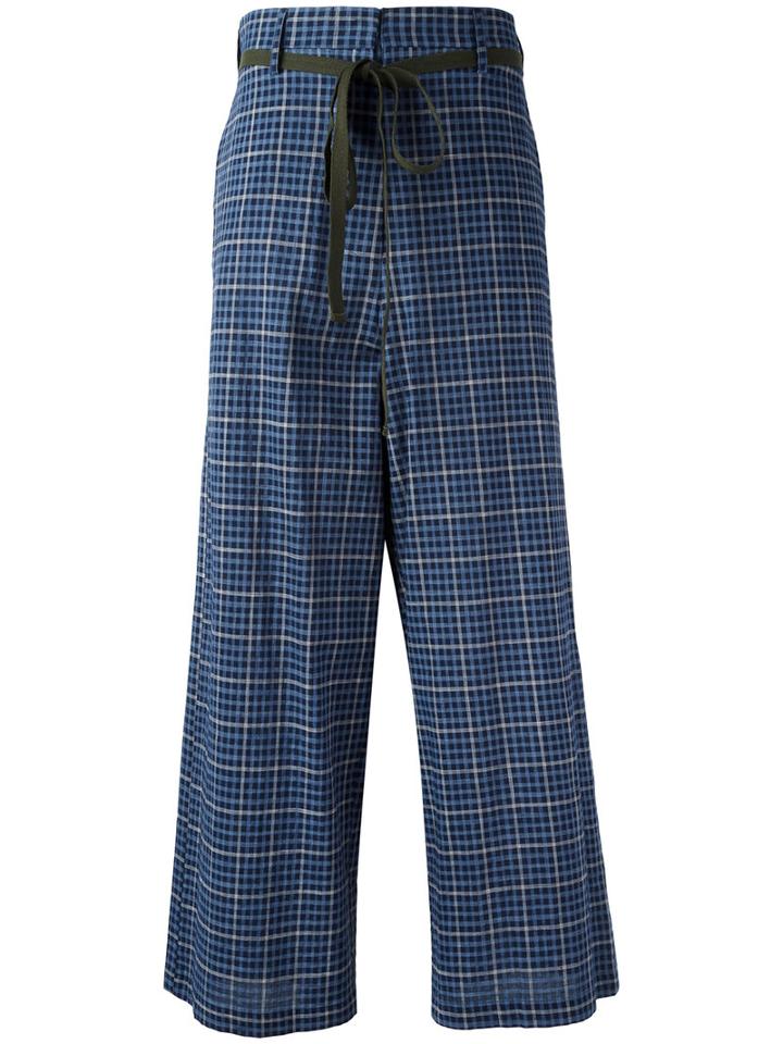 Hache High-rise Plaid Trousers, Women's, Size: 42, Blue, Cotton