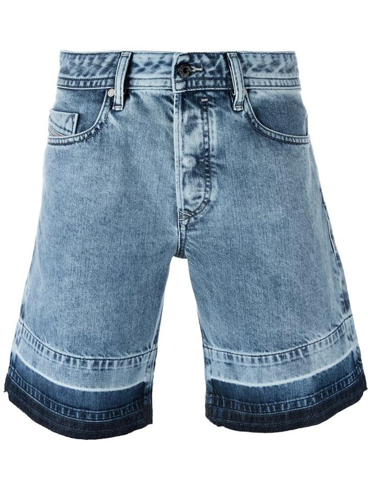 Diesel Contrast Panel Denim Shorts