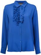 Boutique Moschino - Ruffled Detail Shirt - Women - Silk/rayon - 44, Blue, Silk/rayon