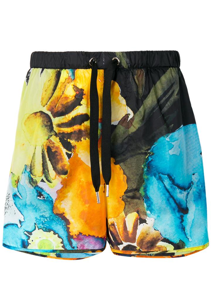 Msgm Watercolour Print Shorts - Multicolour
