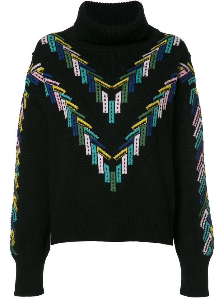 Barrie Summer Sailor Turtleneck Jumper, Women's, Size: Medium, Black, Cashmere