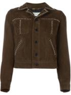 Saint Laurent Studded Western Jacket, Women's, Size: 38, Brown, Goat Suede/silk/metal (other)