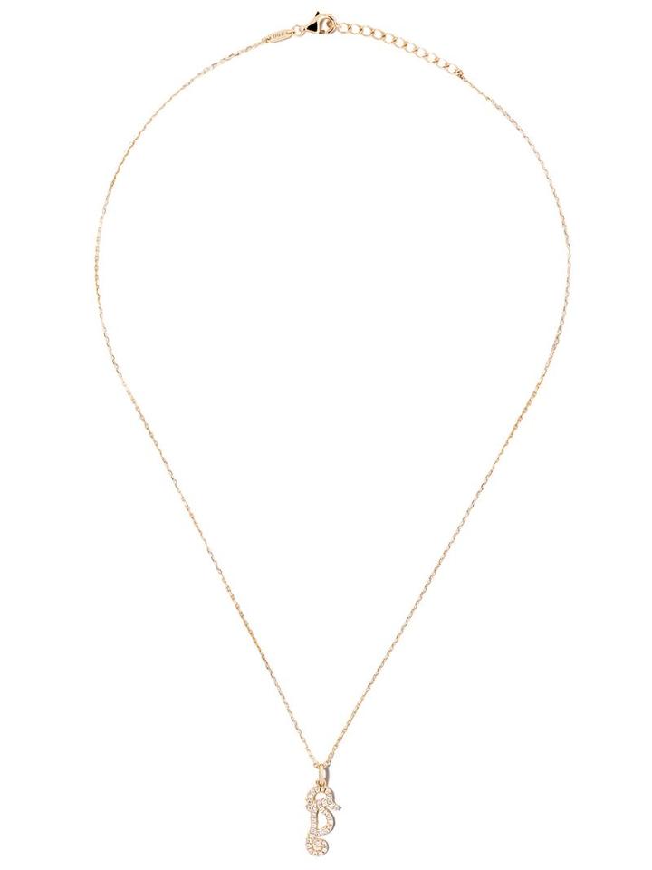 As29 18kt Yellow Gold Mini Charm Seahorse Diamond Necklace