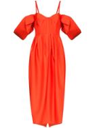 Rosie Assoulin Puff Sleeve Midi Dress - Orange