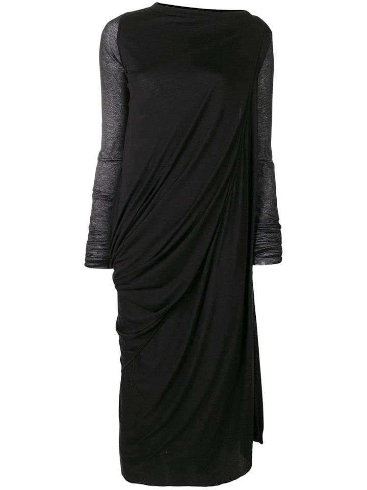Rick Owens Lilies Draped Midi Dress - Black