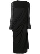 Rick Owens Lilies Draped Midi Dress - Black