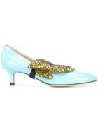 Gucci Low Embellished Bow Pumps - Blue