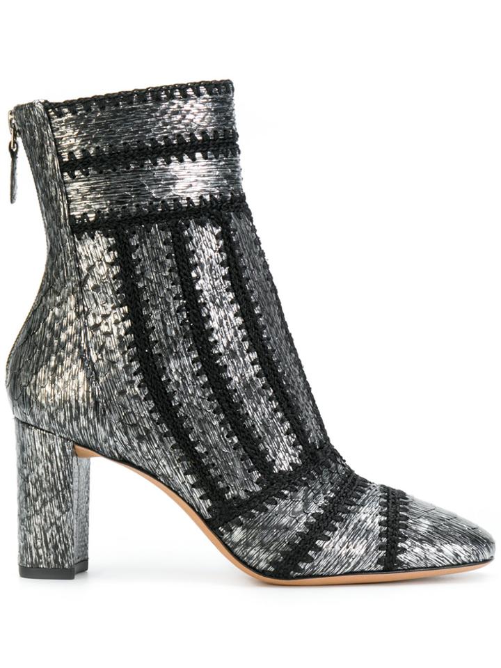 Alexandre Birman Textured Zip Ankle Boots - Metallic