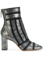 Alexandre Birman Textured Zip Ankle Boots - Metallic