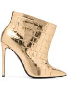 Grey Mer Look Crok Embossed Ankle Boots - Gold