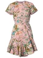 Zimmermann Cap Sleeve Floral Dress, Women's, Size: 1, Pink/purple, Cotton/linen/flax