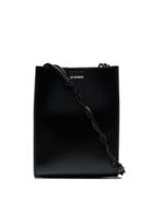 Jil Sander Black Tangle Leather Cross Body Bag