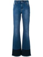 Red Valentino - Frayed Bootcut Jeans - Women - Cotton/polyester/spandex/elastane - 29, Blue, Cotton/polyester/spandex/elastane