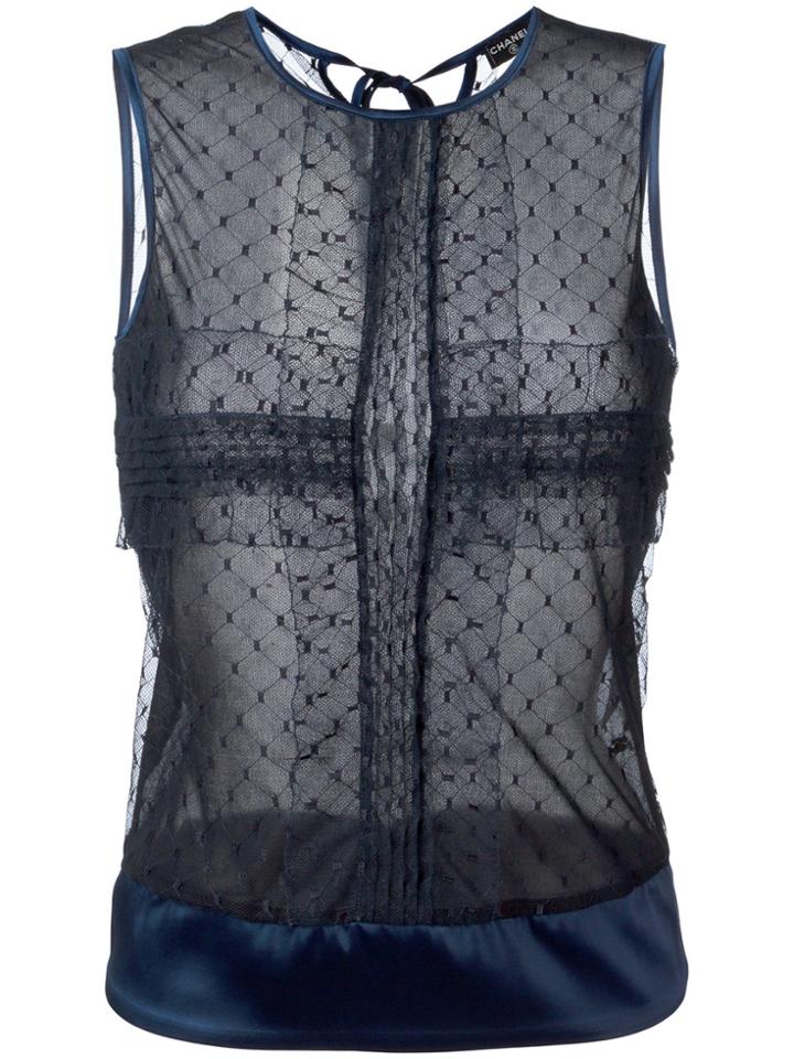 Chanel Vintage Netted Sheer Top - Blue