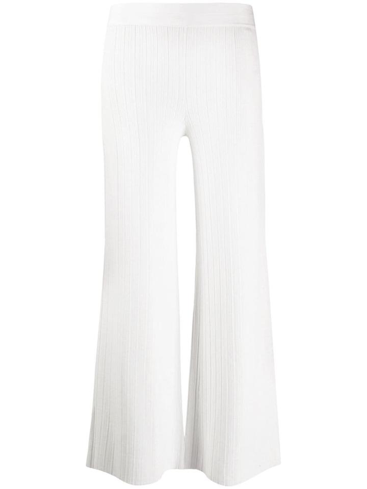 Theory Ribbed Straight Leg Trousers - White
