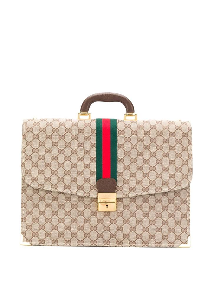 Gucci Vintage Gg Supreme Briefcase - Brown
