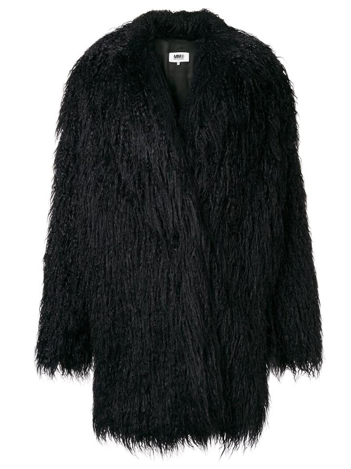 Mm6 Maison Margiela Faux Fur Shaggy Coat - Black