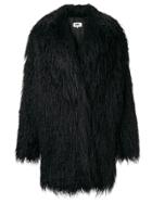 Mm6 Maison Margiela Faux Fur Shaggy Coat - Black