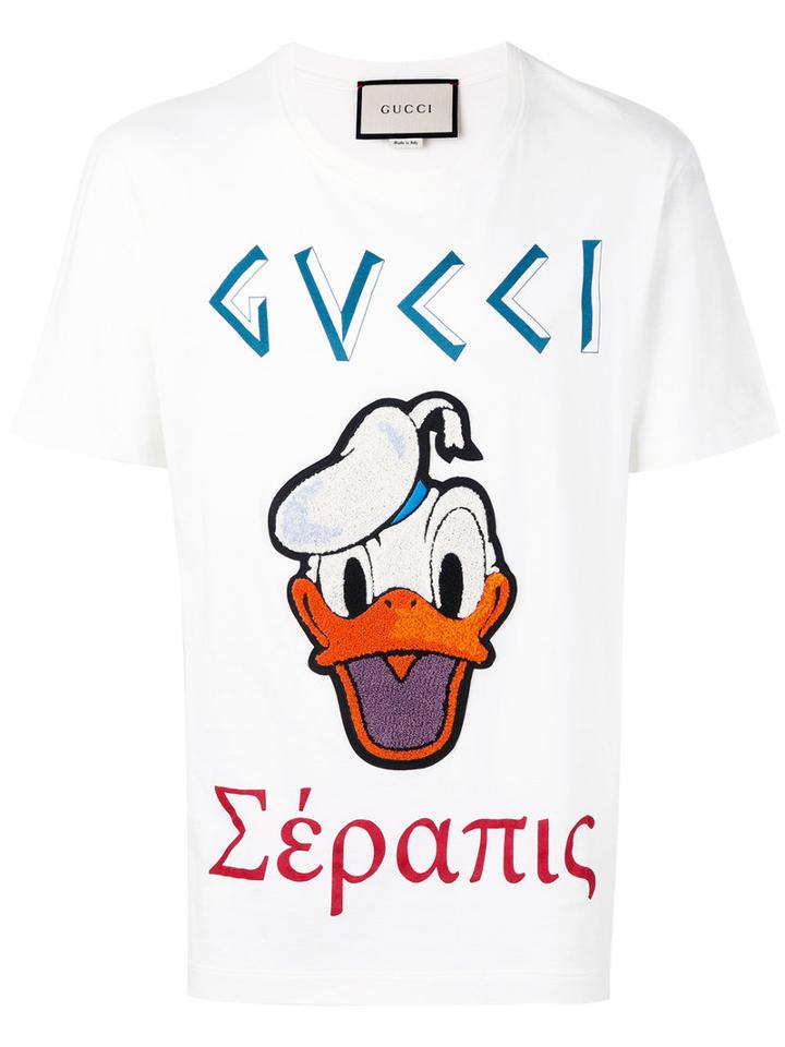 Gucci - Terry-appliquéd Printed T-shirt - Men - Cotton - M, White, Cotton