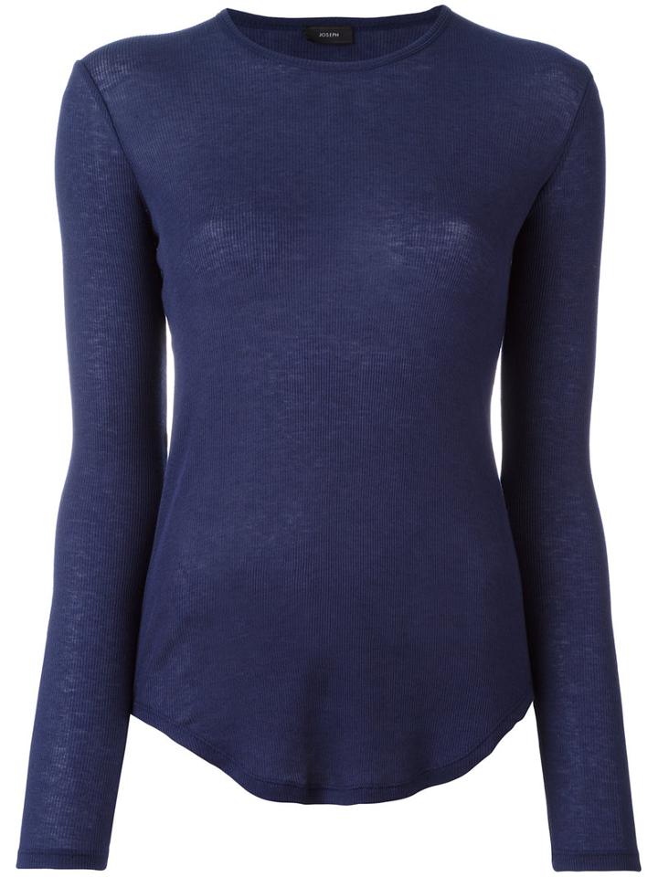 Joseph Round Neck Slim-fit Jumper, Women's, Size: Xs, Blue, Cotton/cashmere
