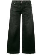 Simon Miller Cropped Frayed Jeans, Women's, Size: 25, Black, Cotton