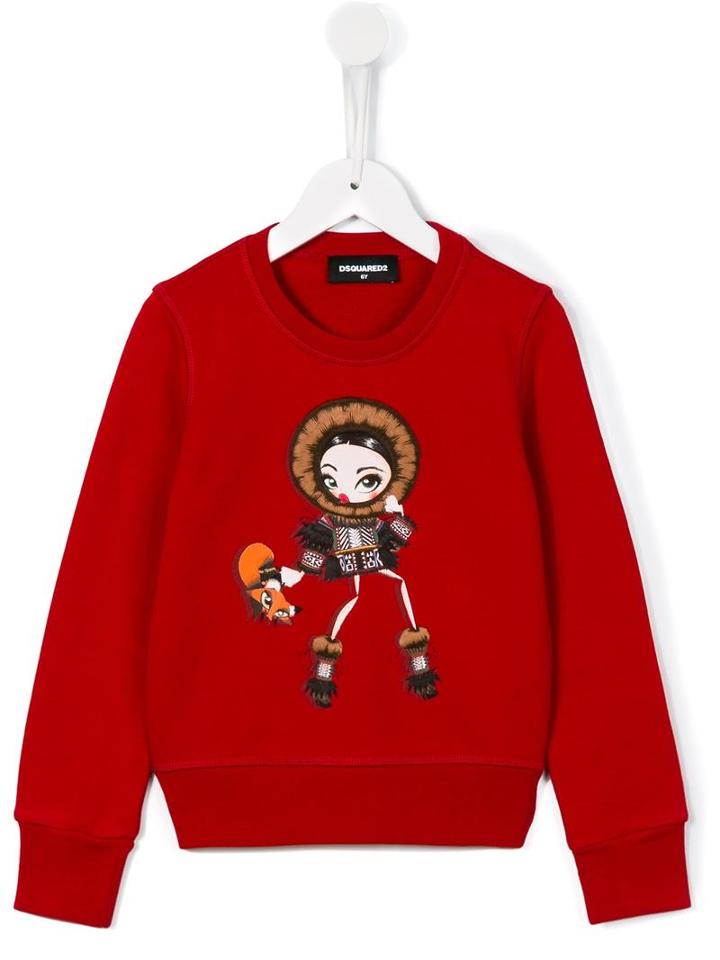 Dsquared2 Kids Printed Front Sweatshirt, Girl's, Size: 8 Yrs, Red