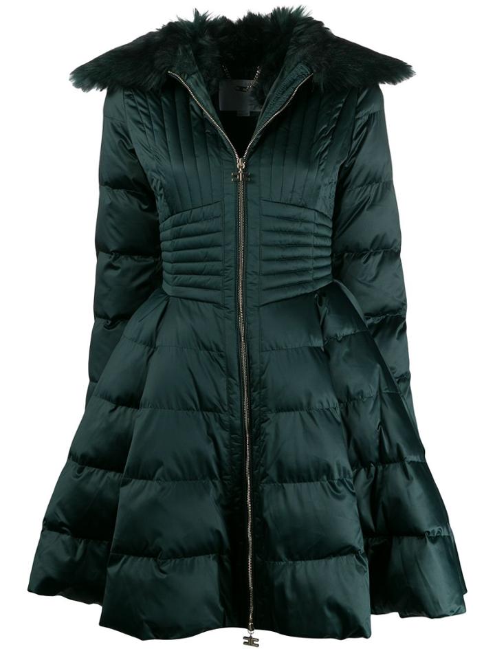 Elisabetta Franchi Padded Flare Coat - Green