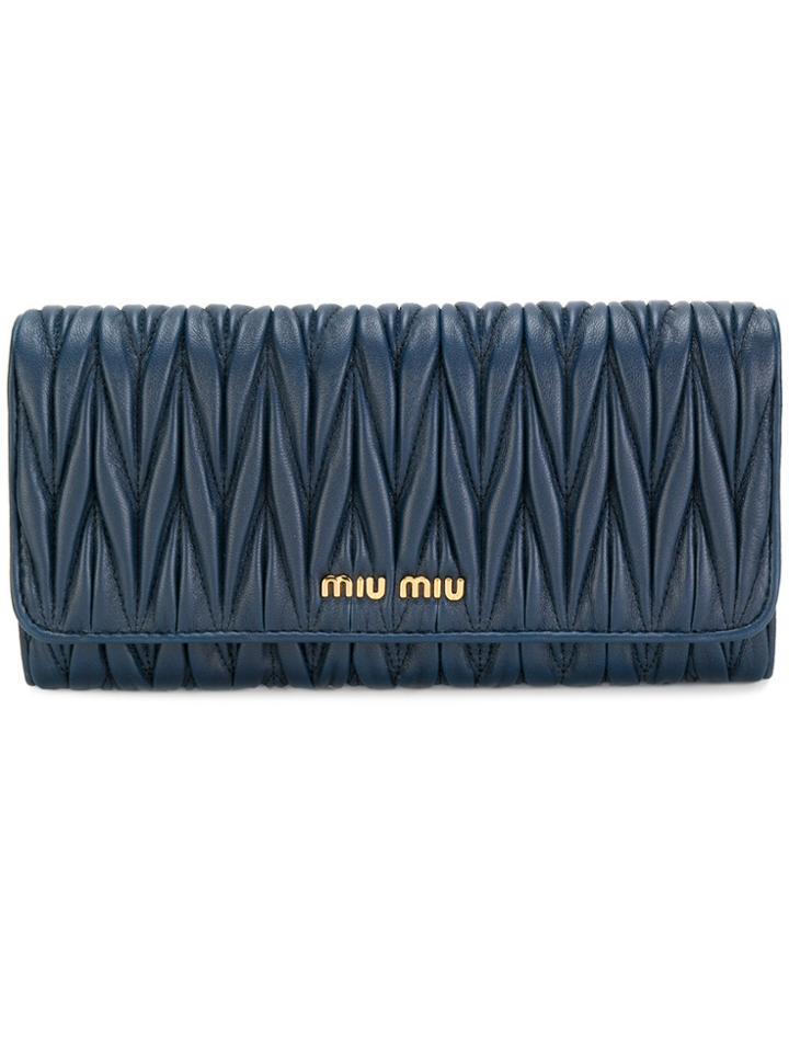 Miu Miu Matelassé Continental Wallet - Blue