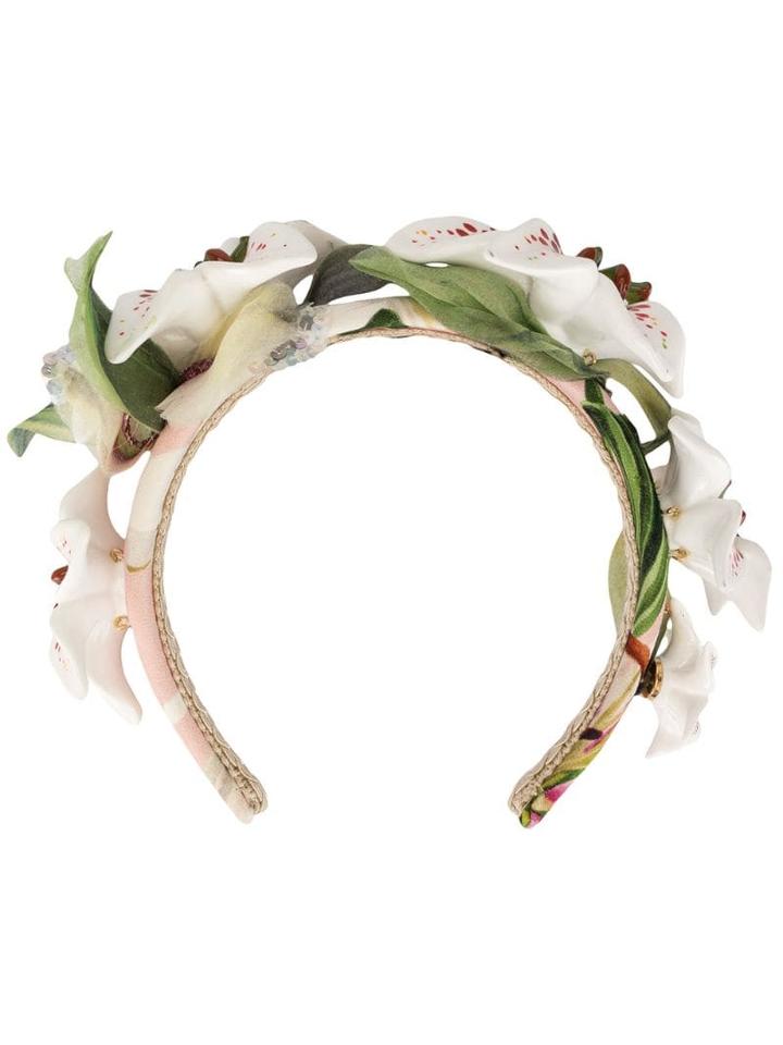 Dolce & Gabbana Floral Embellished Hairband - White