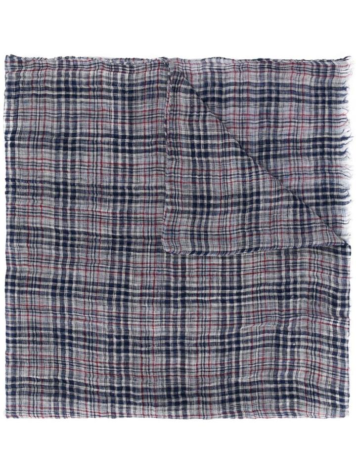 Eleventy Checked Scarf - Blue