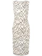 Eggs - Geometric Print Fitted Dress - Women - Silk/polyester/acetate - 40, Nude/neutrals, Silk/polyester/acetate