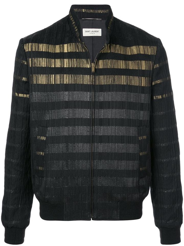 Saint Laurent Metallic Stripes Bomber Jacket - Black