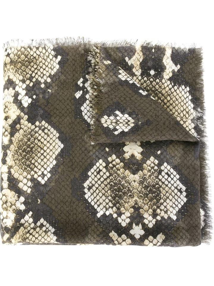 Roberto Cavalli Snakeskin Print Scarf, Women's, Green, Cashmere