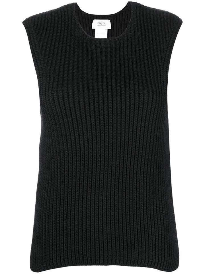 Ports 1961 Sleeveless Ribbed Vest - Black