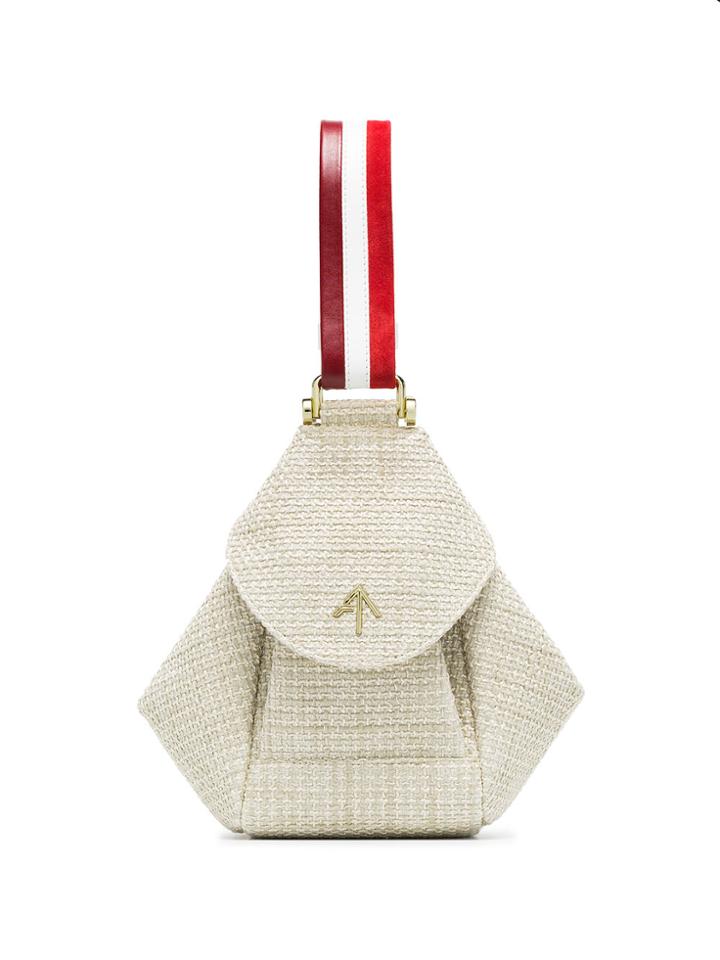 Manu Atelier Nude Fernweh Linen And Suede Backpack - Nude & Neutrals
