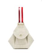 Manu Atelier Nude Fernweh Linen And Suede Backpack - Nude & Neutrals
