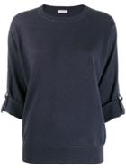 Brunello Cucinelli Buckled Cuffed Jumper - Blue