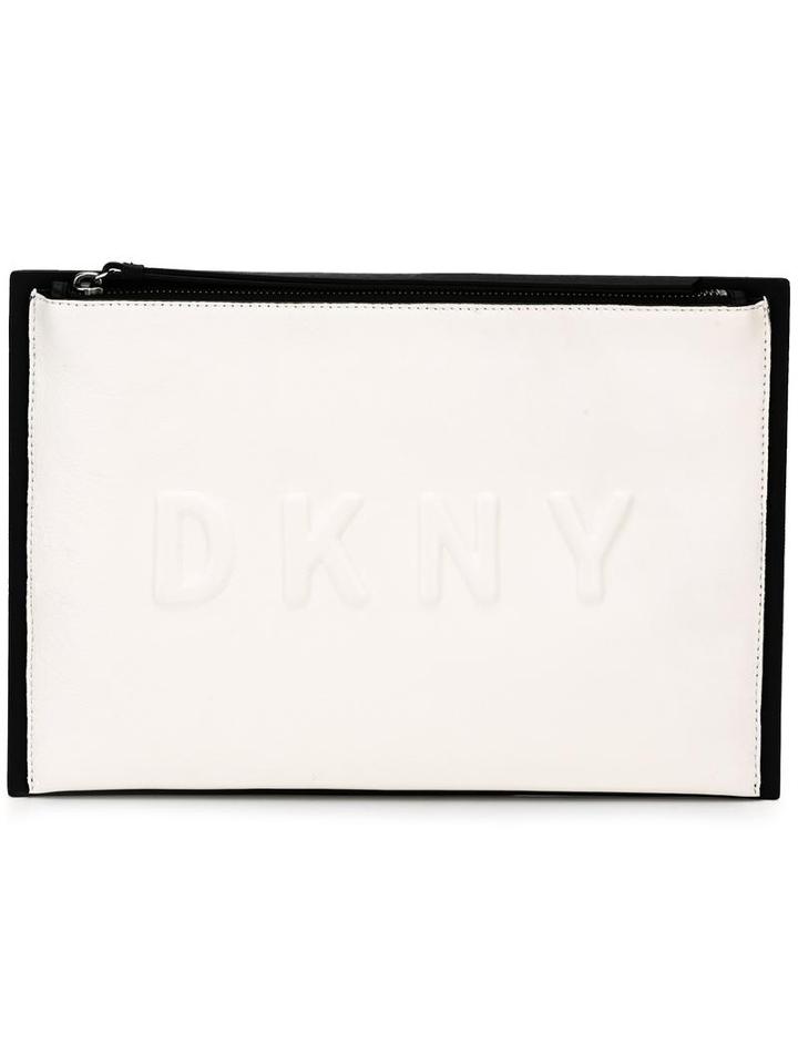 Dkny Embossed Logo Clutch, Women's, White, Leather