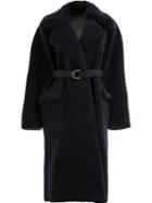 Blancha Shearling Trim Coat - Blue