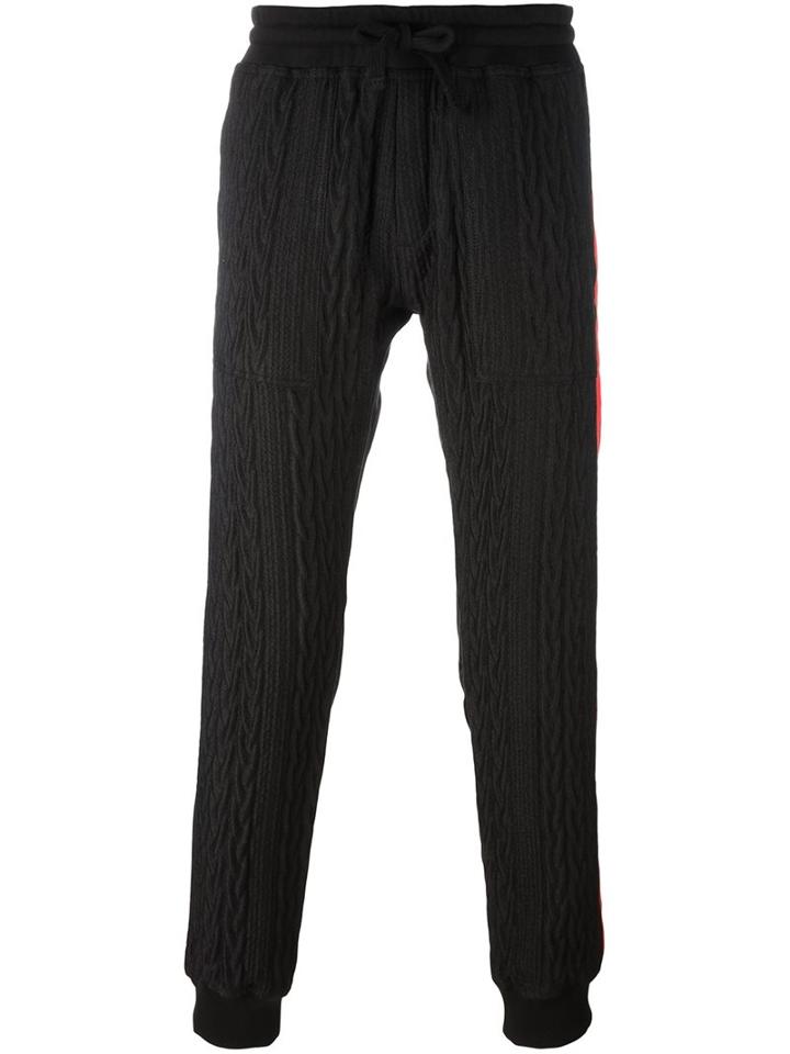 Christian Pellizzari Cloque Panel Trackpants, Men's, Size: 48, Black, Cotton/acrylic/polyester/wool