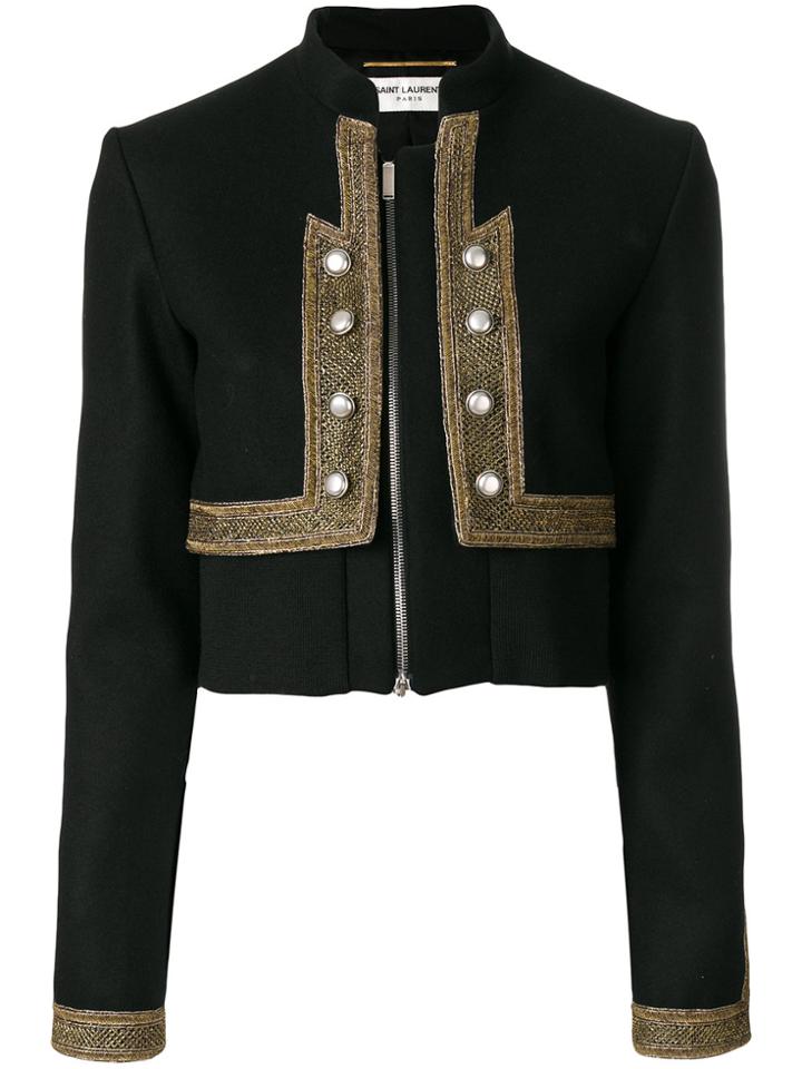 Saint Laurent Spencer Cropped Jacket - Black