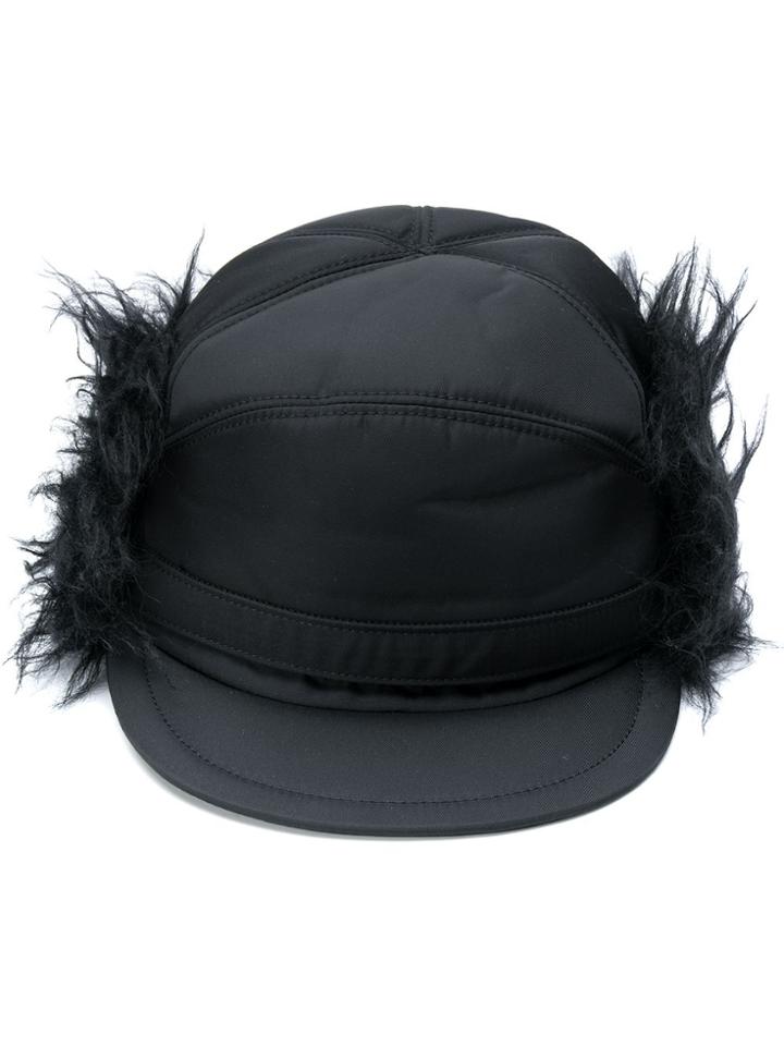 Prada Faux Fur Hat - Black