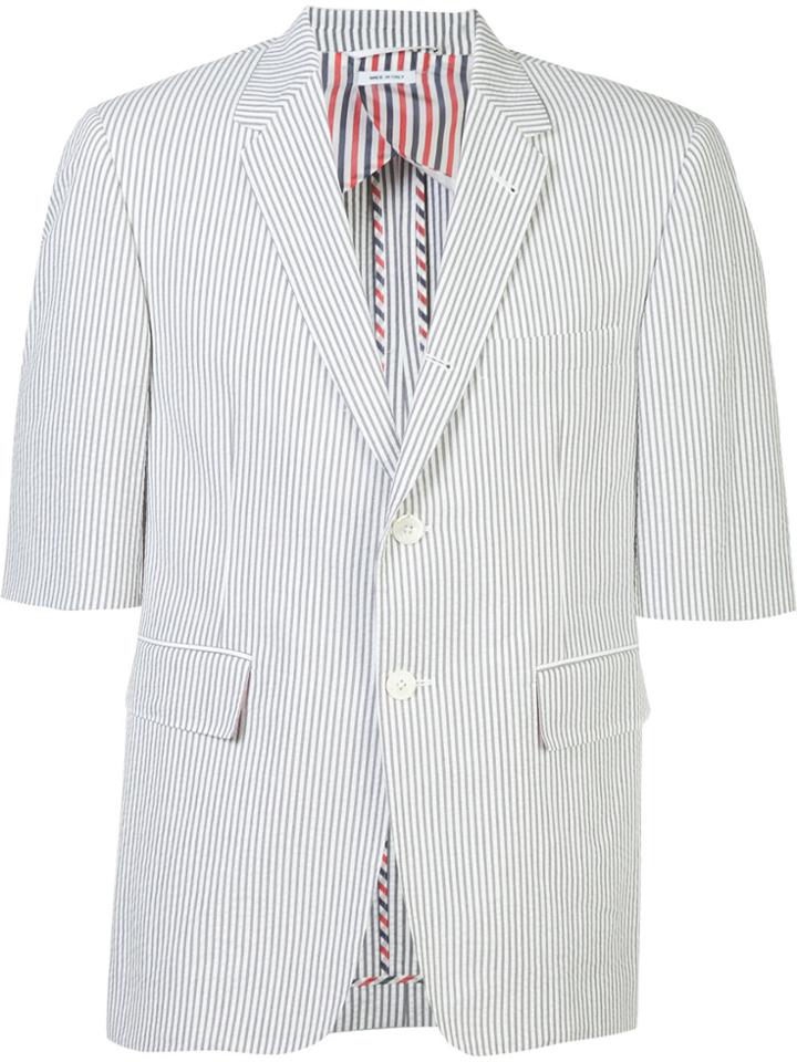 Thom Browne Shortsleeved Pinstripe Blazer - White