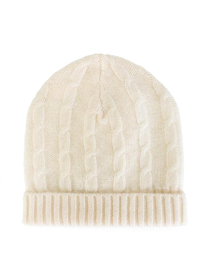 Cashmirino Cable Knit Beanie, Boy's, Size: 42 Cm, White