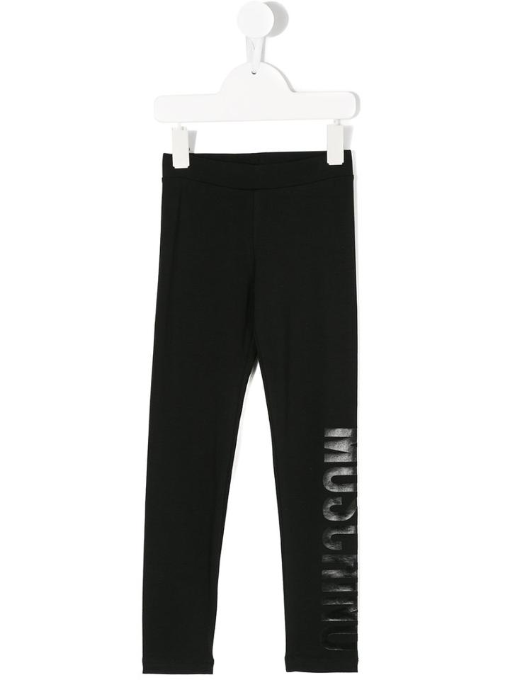 Moschino Kids - Metallic Logo Print Leggings - Kids - Cotton/spandex/elastane - 4 Yrs, Black