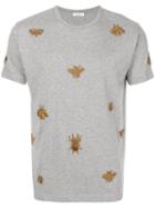 Valentino - Embroidered Insect T-shirt - Men - Cotton/polyester/metallic Fibre - L, Grey, Cotton/polyester/metallic Fibre