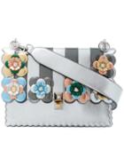 Fendi - Floral Embellished Leather Kan I Handbag - Women - Leather - One Size, Grey, Leather