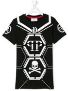 Philipp Plein Junior Skull And Logo Print T-shirt - Black