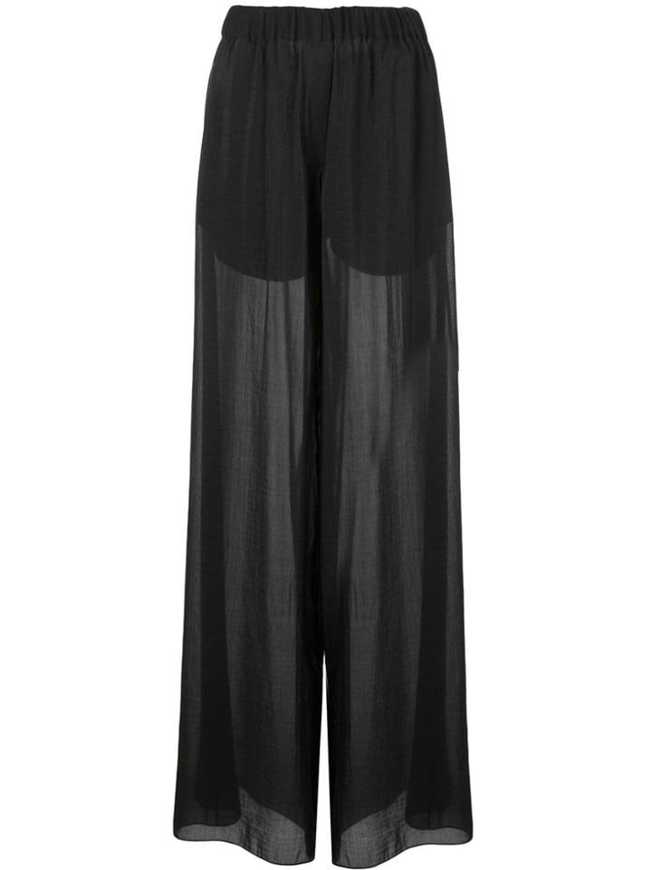 Vera Wang Voile Palazzo Pants - Black
