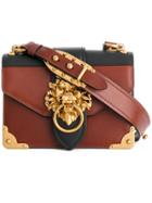 Prada Cahier Lion-embellished Shoulder Bag - Brown